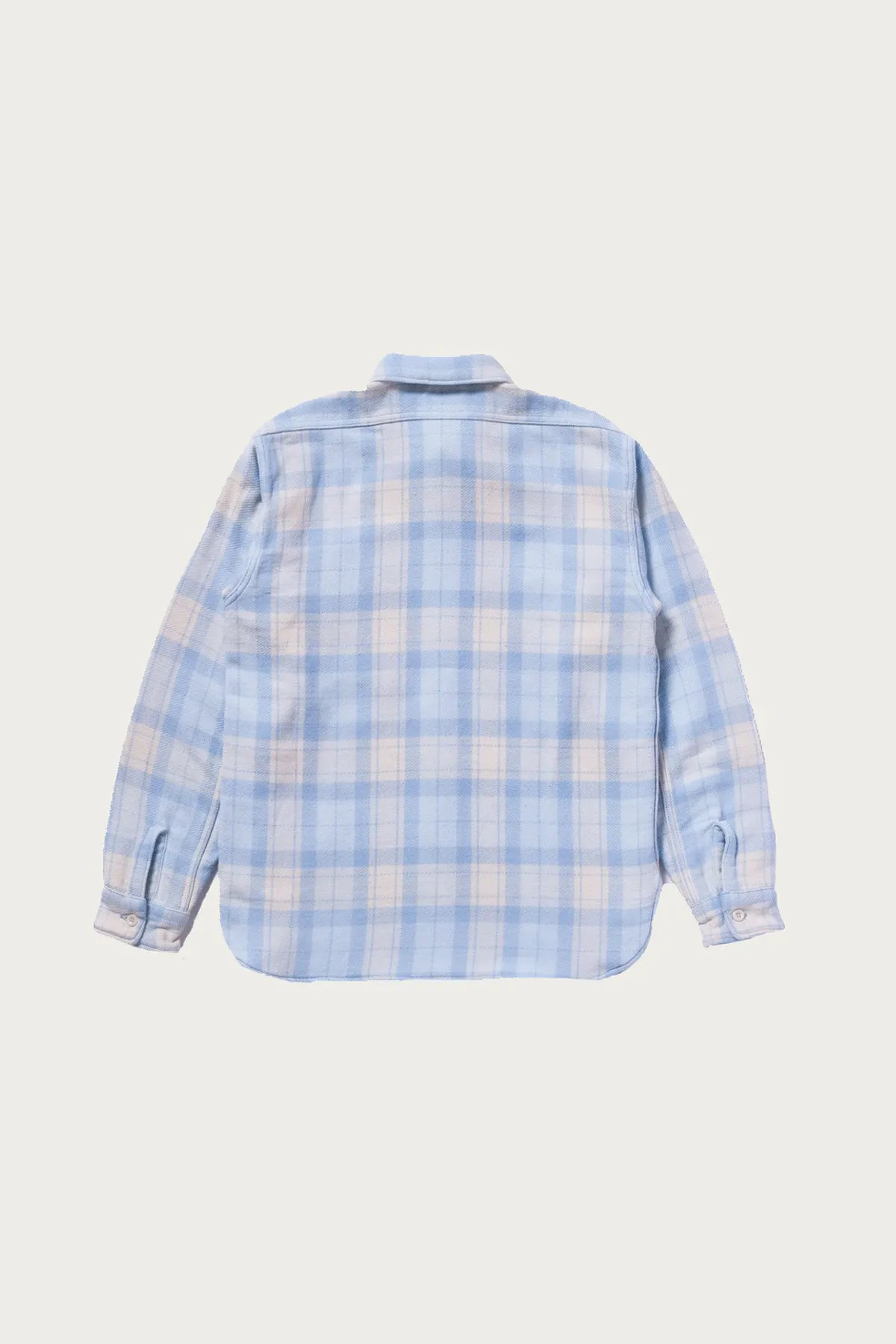 8HU Block Check Summer Flannel Shirt - White/Blue