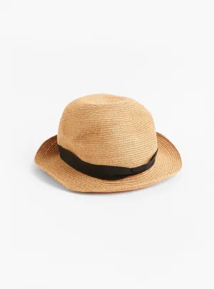 Boxed Hat Paper Abaca 5.5cm Brim Bronze Gold x Black