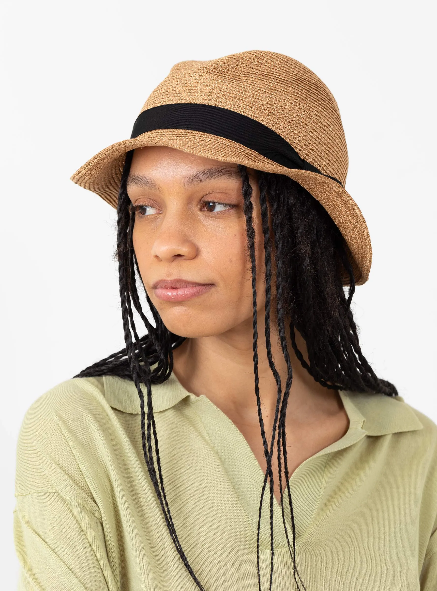 Boxed Hat Paper Abaca 5.5cm Brim Bronze Gold x Black