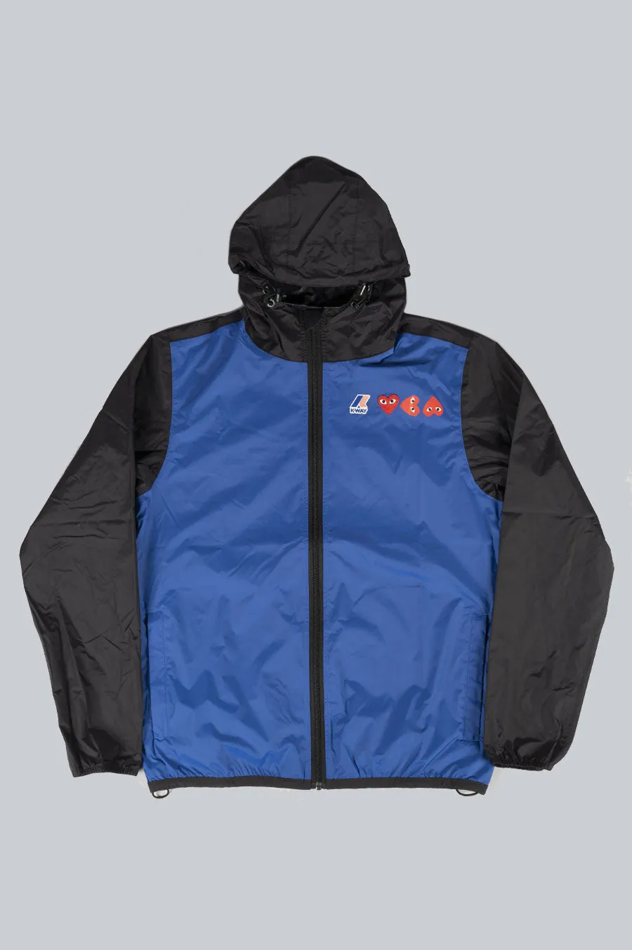 CDG PLAY X K-WAY HOODIE FULL ZIP BLUE BLACK