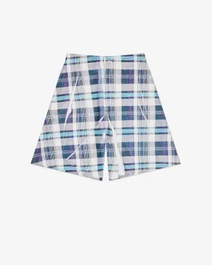CDG Shirt - Men's Tartan Overprint Shorts - (White/Blue)