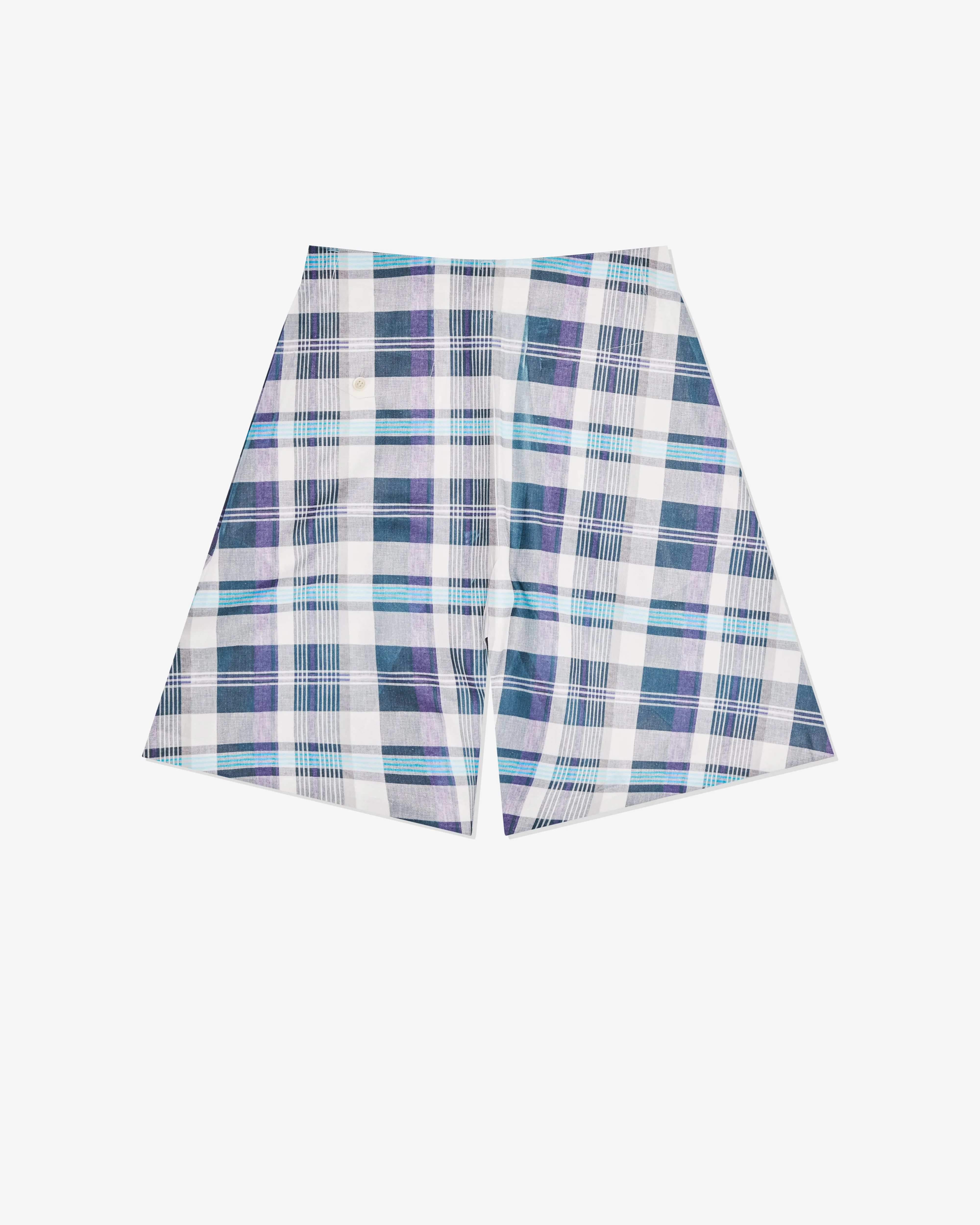 CDG Shirt - Men's Tartan Overprint Shorts - (White/Blue)
