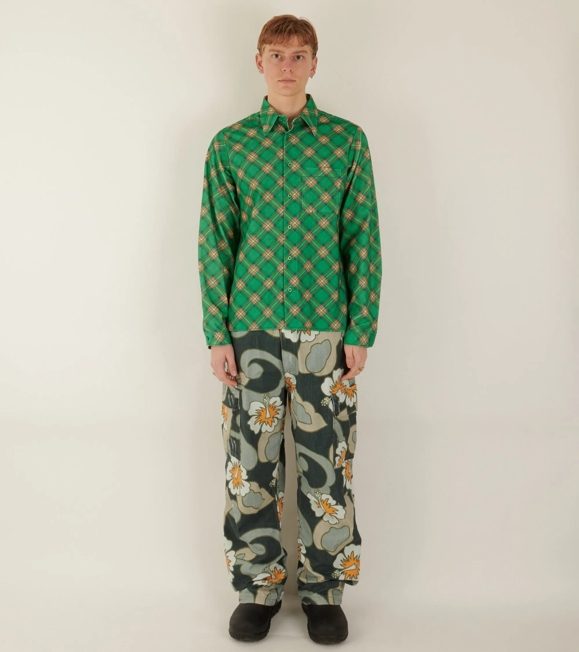 Corduroy Shirt Green Plaid