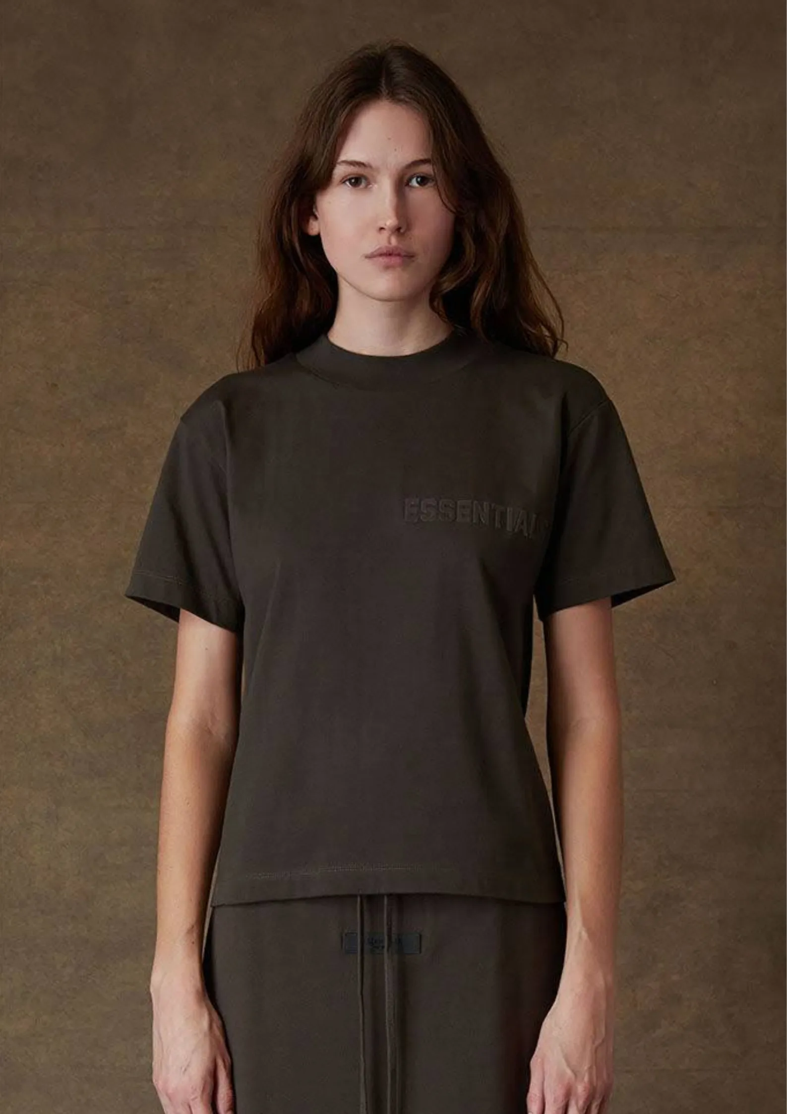 Fear Of God Essential Tee Flocked Chest Logo 2022 (Off-Black)
