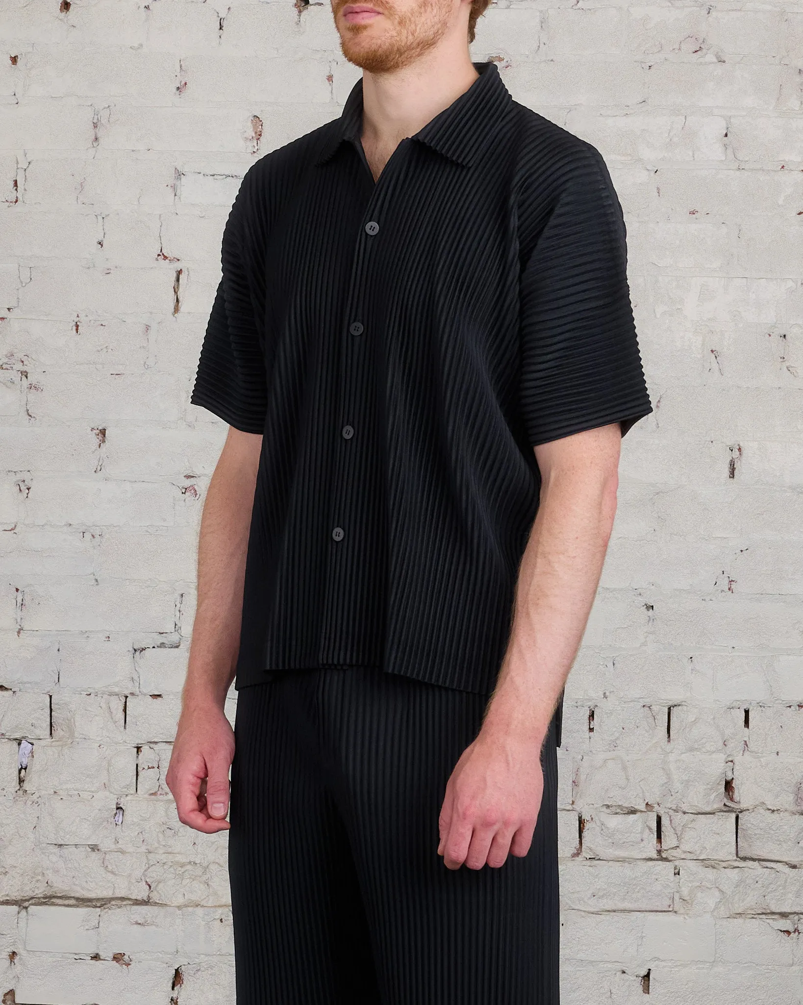 HOMME PLISS ISSEY MIYAKE Pleated July Button Shirt Black