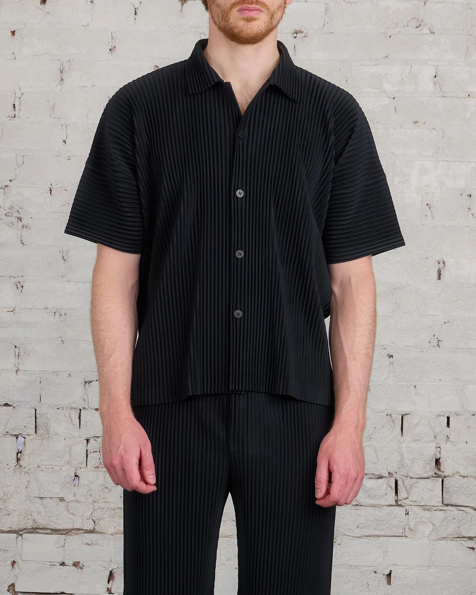 HOMME PLISS ISSEY MIYAKE Pleated July Button Shirt Black