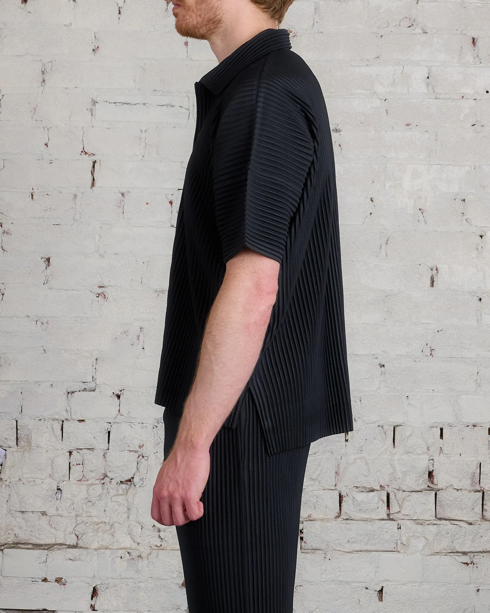 HOMME PLISS ISSEY MIYAKE Pleated July Button Shirt Black
