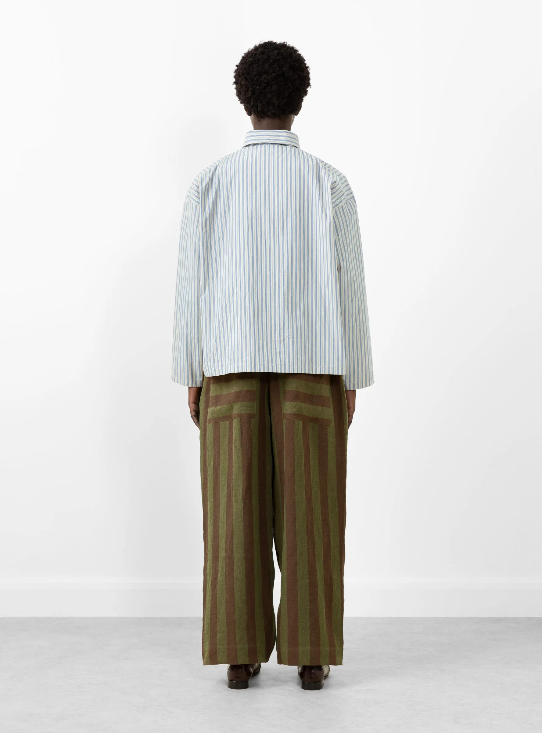 Japanese Waffle Dorothy Shirt Natural/Blue Stripe