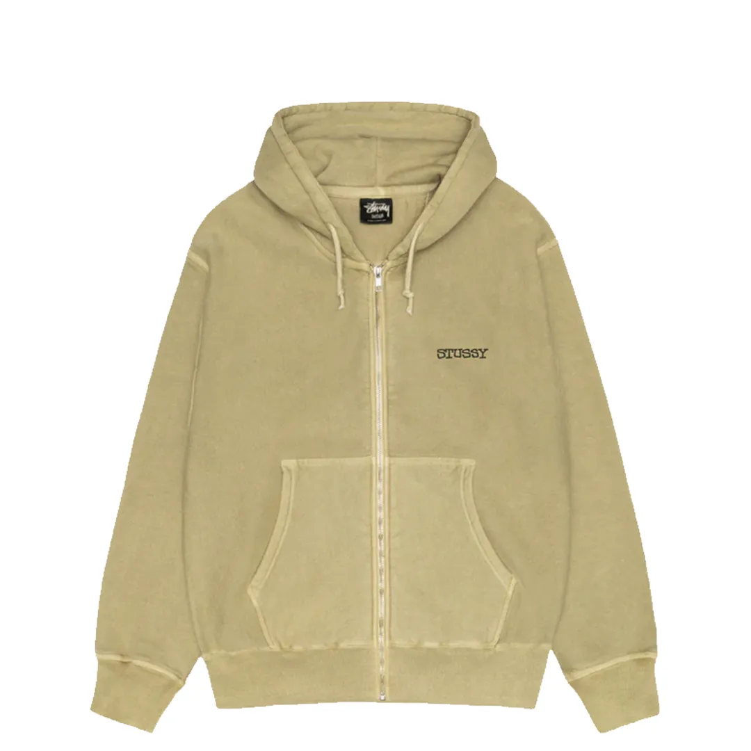 JUMBO PIGMENT DYED ZIP UP HOODIE ELM