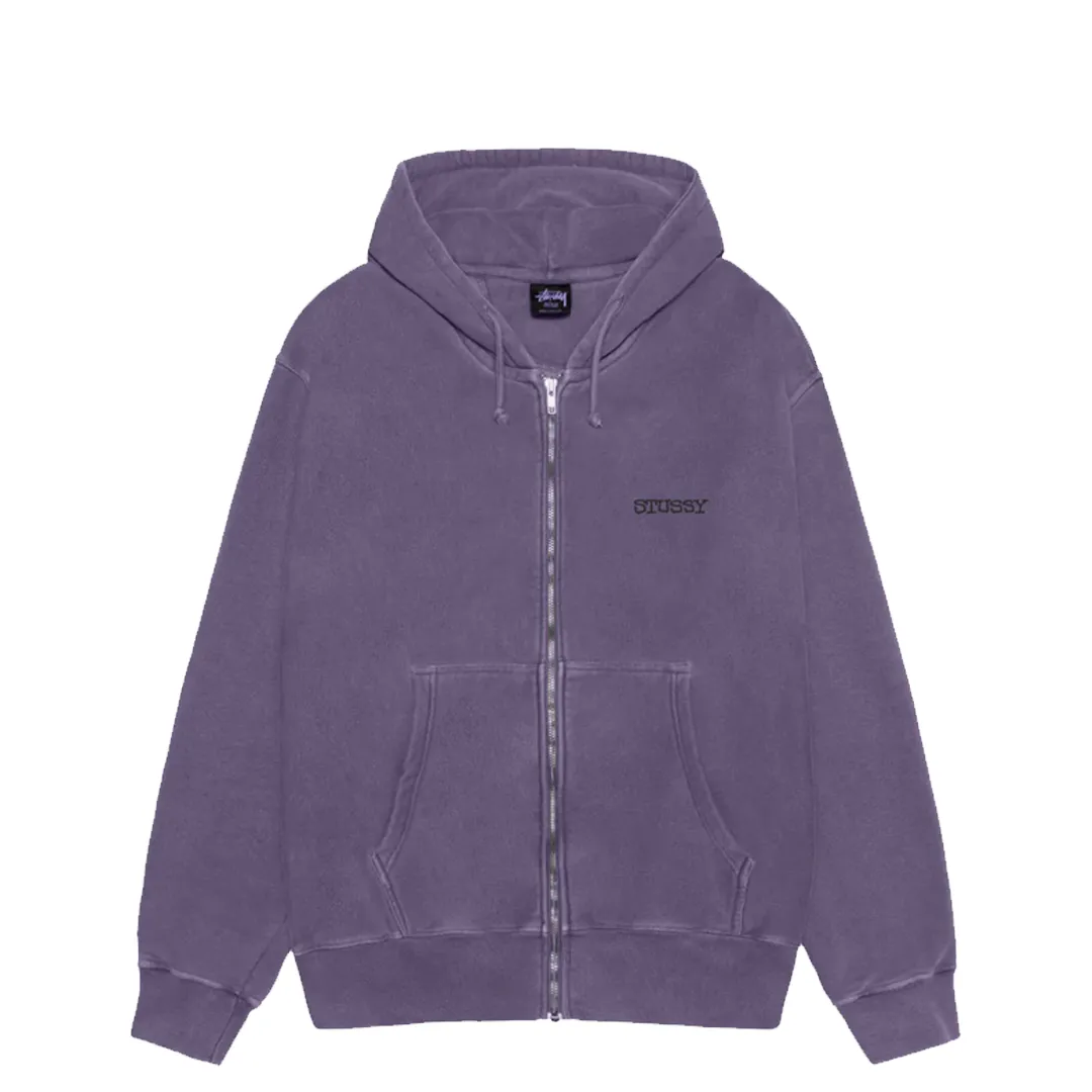 JUMBO PIGMENT DYED ZIP UP HOODIE GRAPE