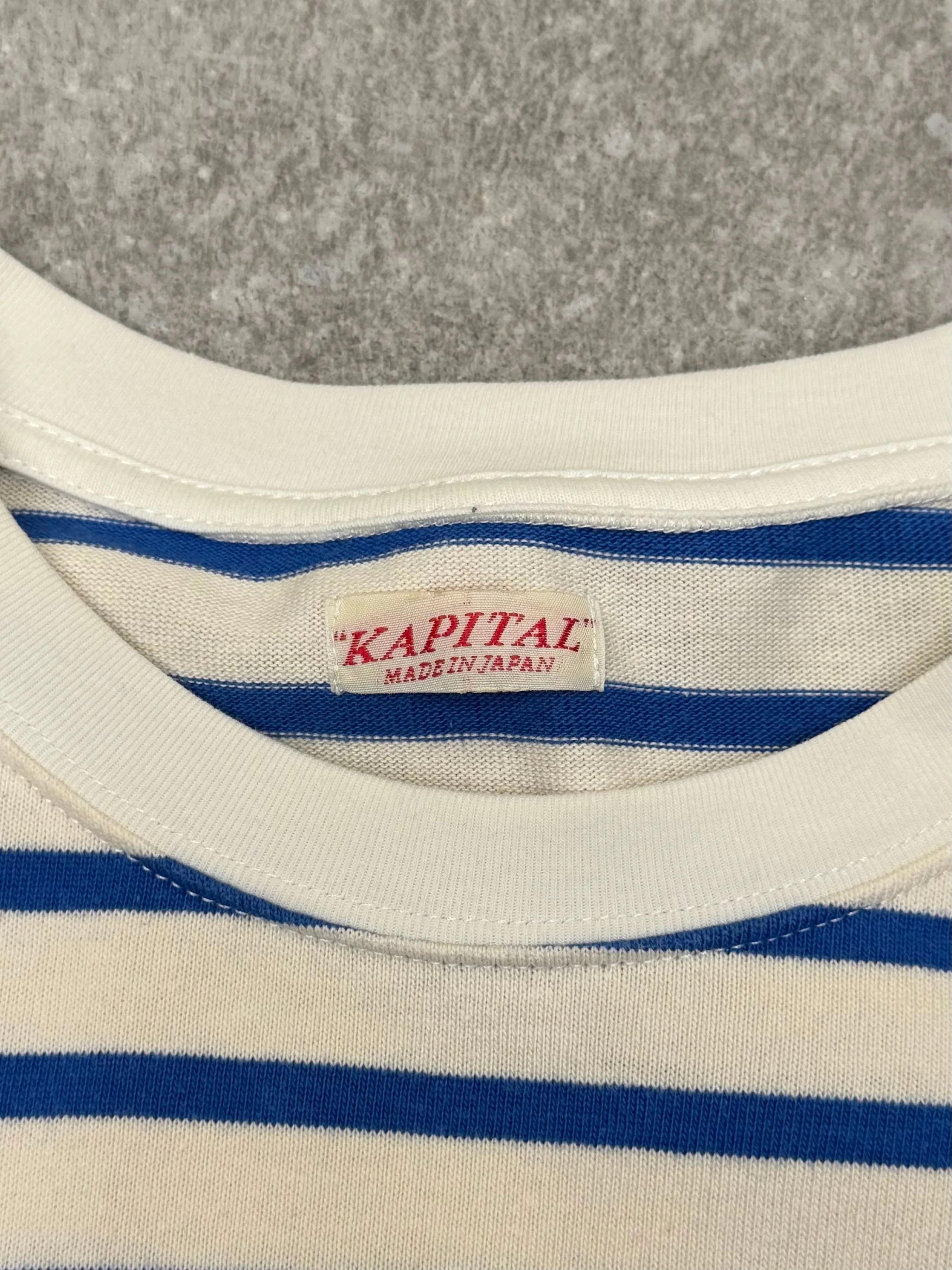 Kapital Stripe Smile Graphic Long Sleeve Tee