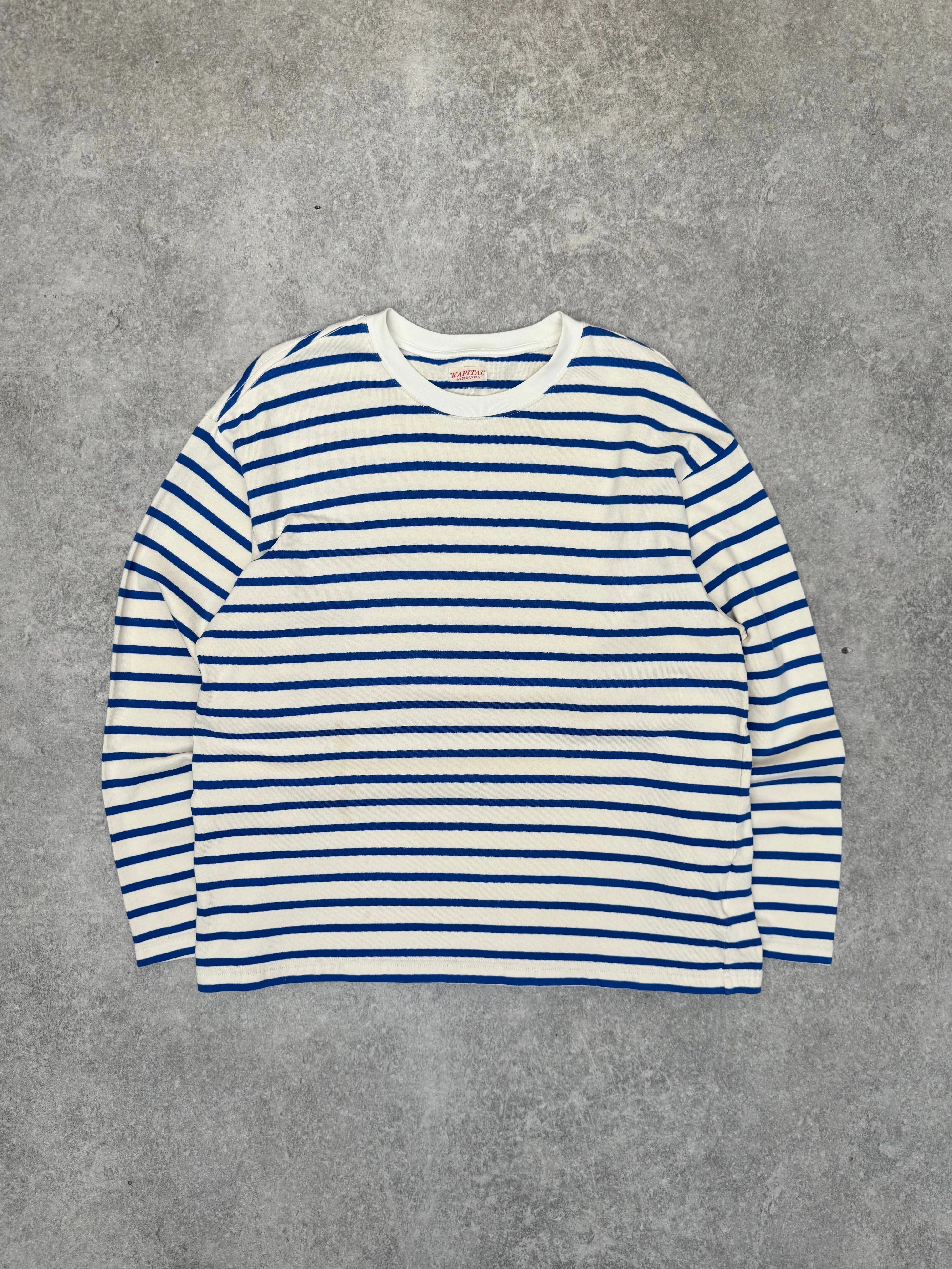 Kapital Stripe Smile Graphic Long Sleeve Tee