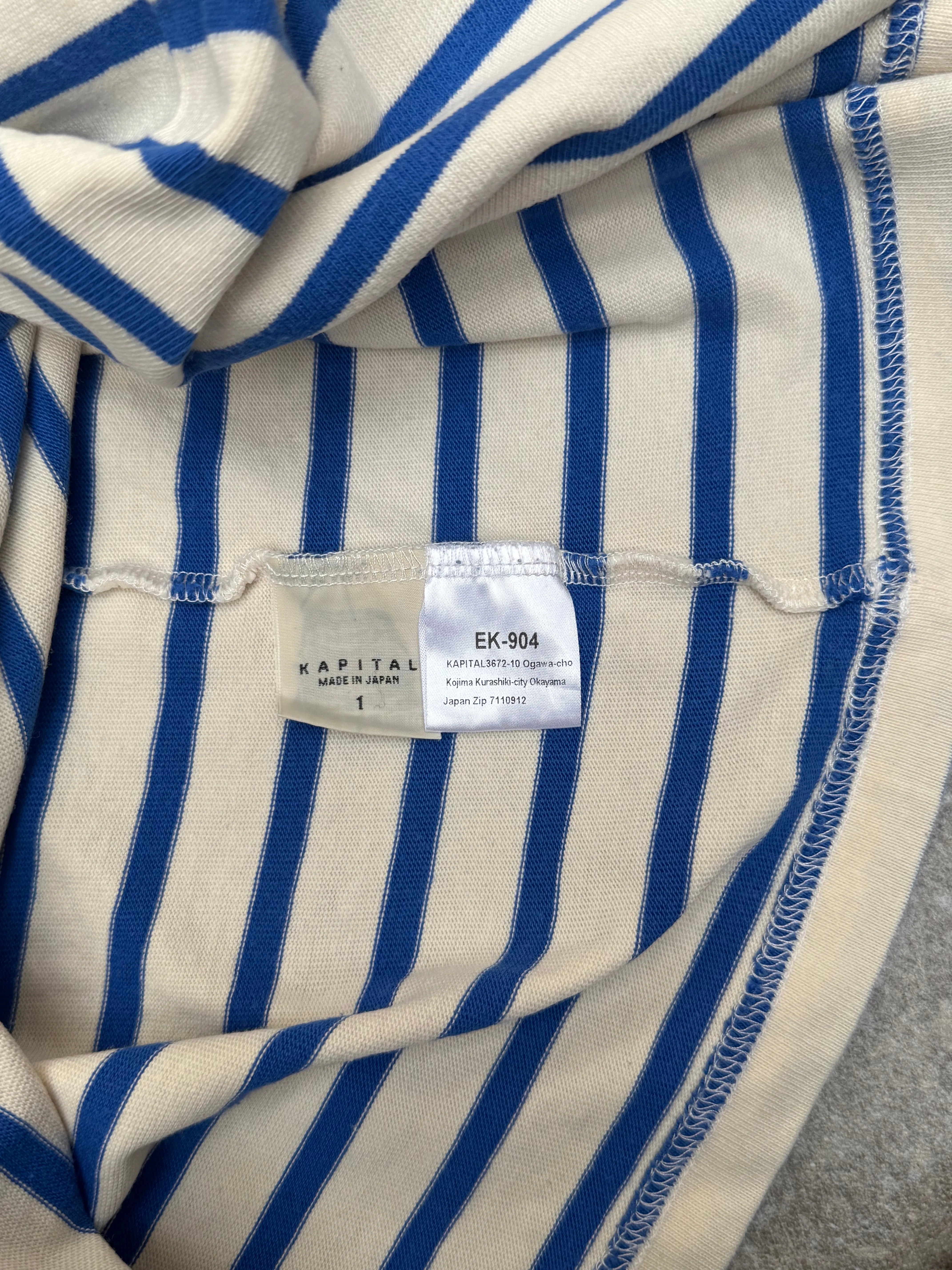 Kapital Stripe Smile Graphic Long Sleeve Tee