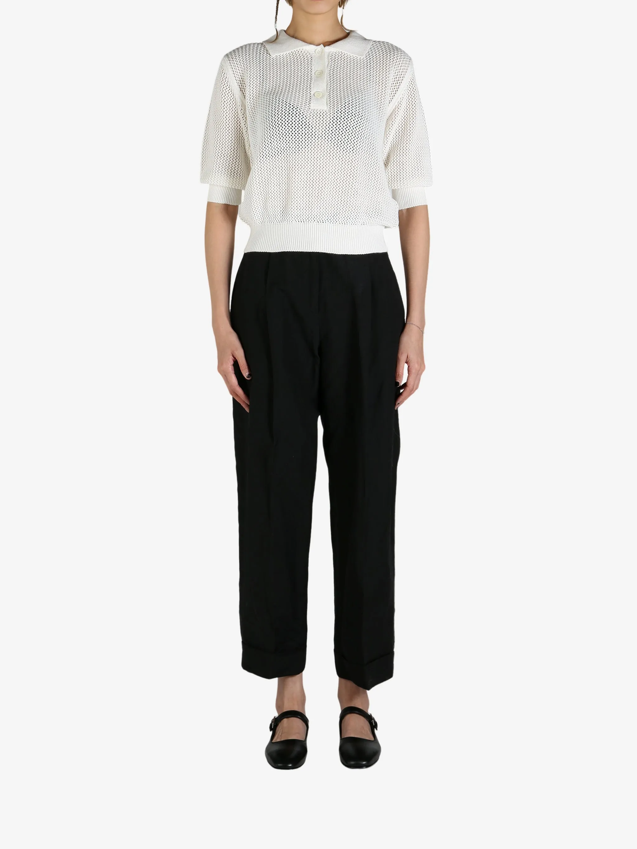 MARGARET HOWELL - Women Pointelle Polo Shirt