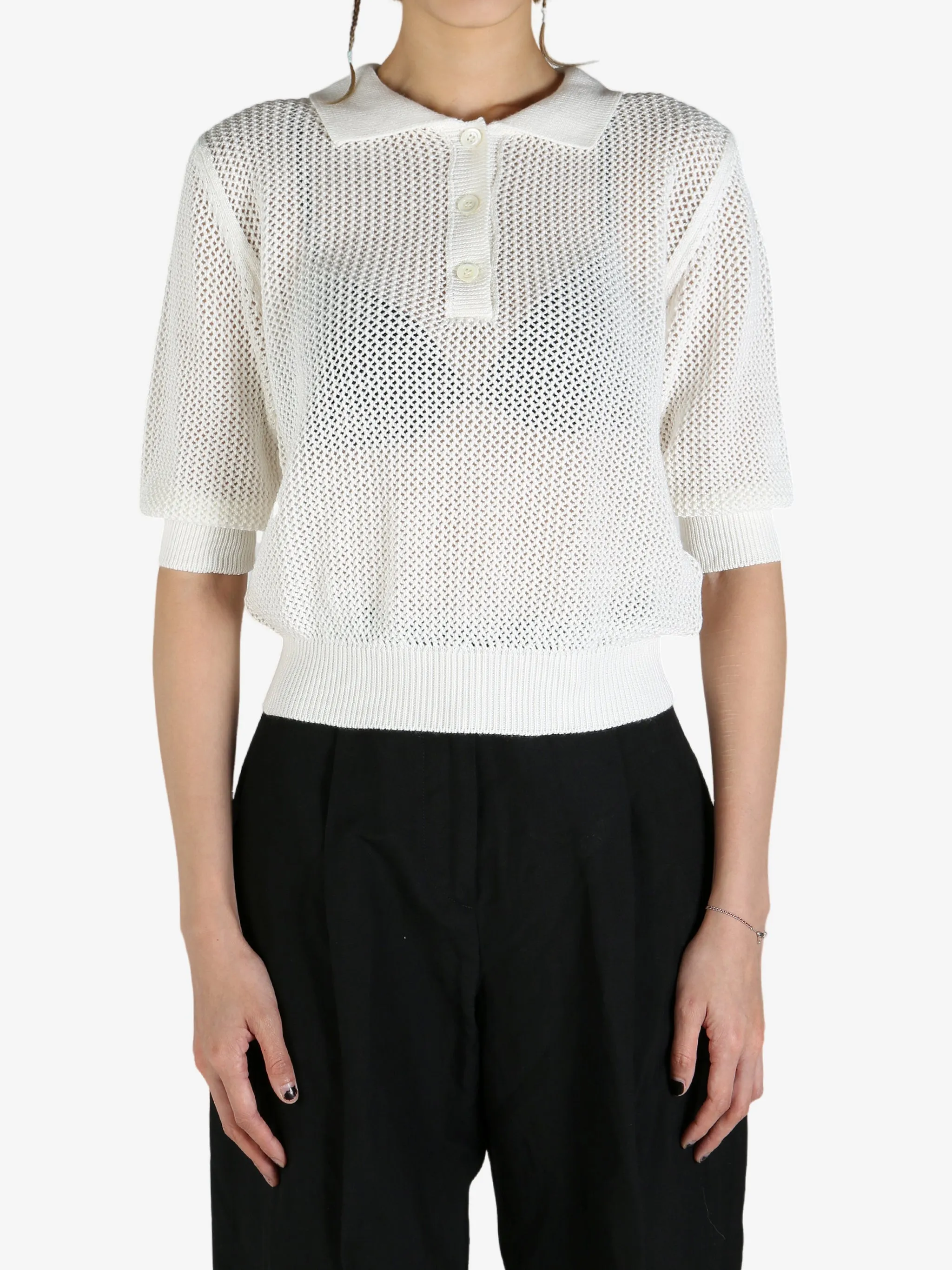 MARGARET HOWELL - Women Pointelle Polo Shirt