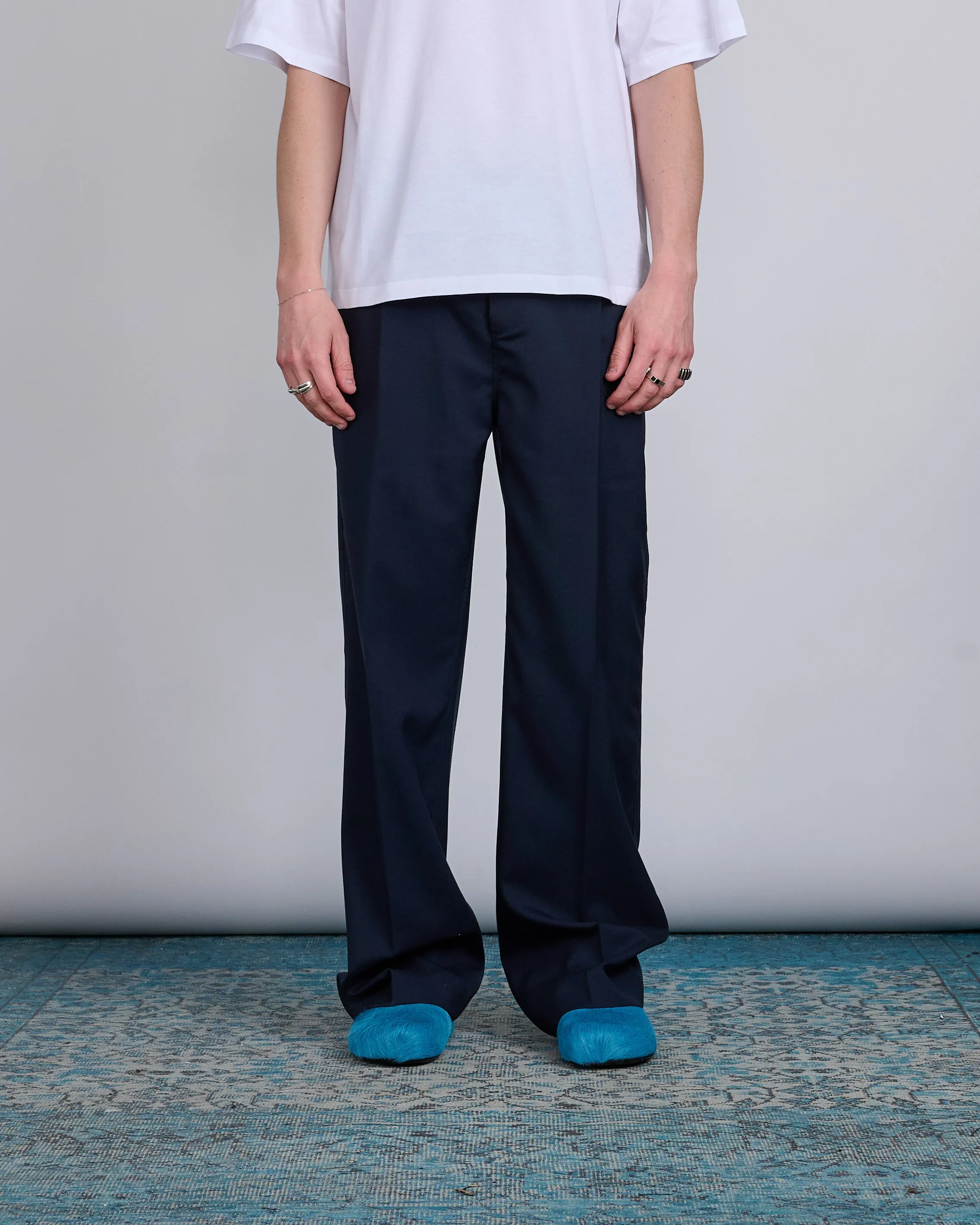 Marni Tropical Wool Pleated Trouser Blublack