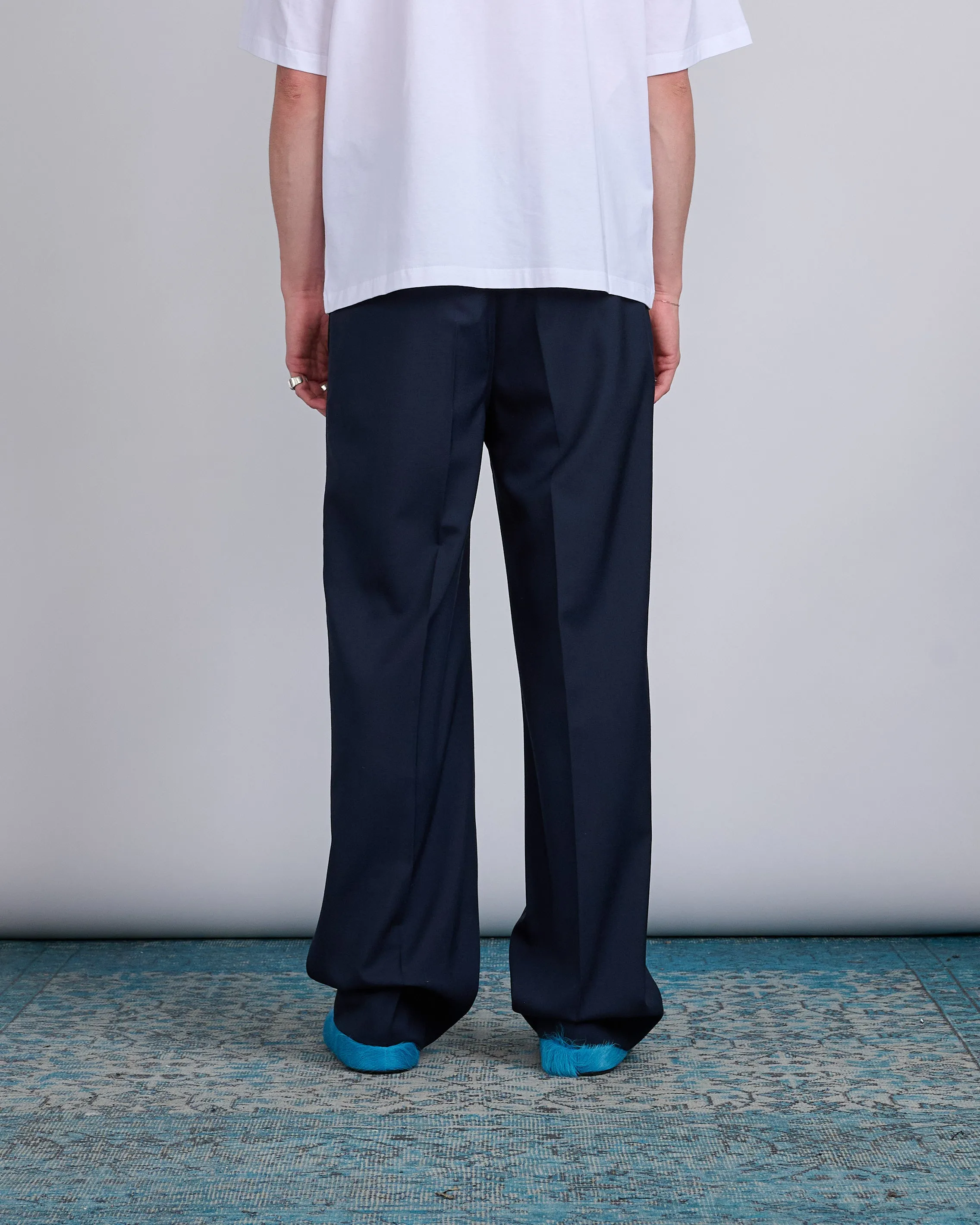 Marni Tropical Wool Pleated Trouser Blublack