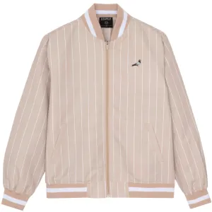 PINSTRIPE BASEBALL JACKET (STONE)