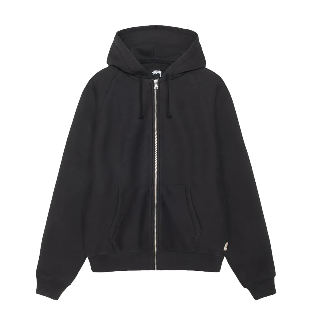 RAGLAN ZIP HOOD WASHED BLACK