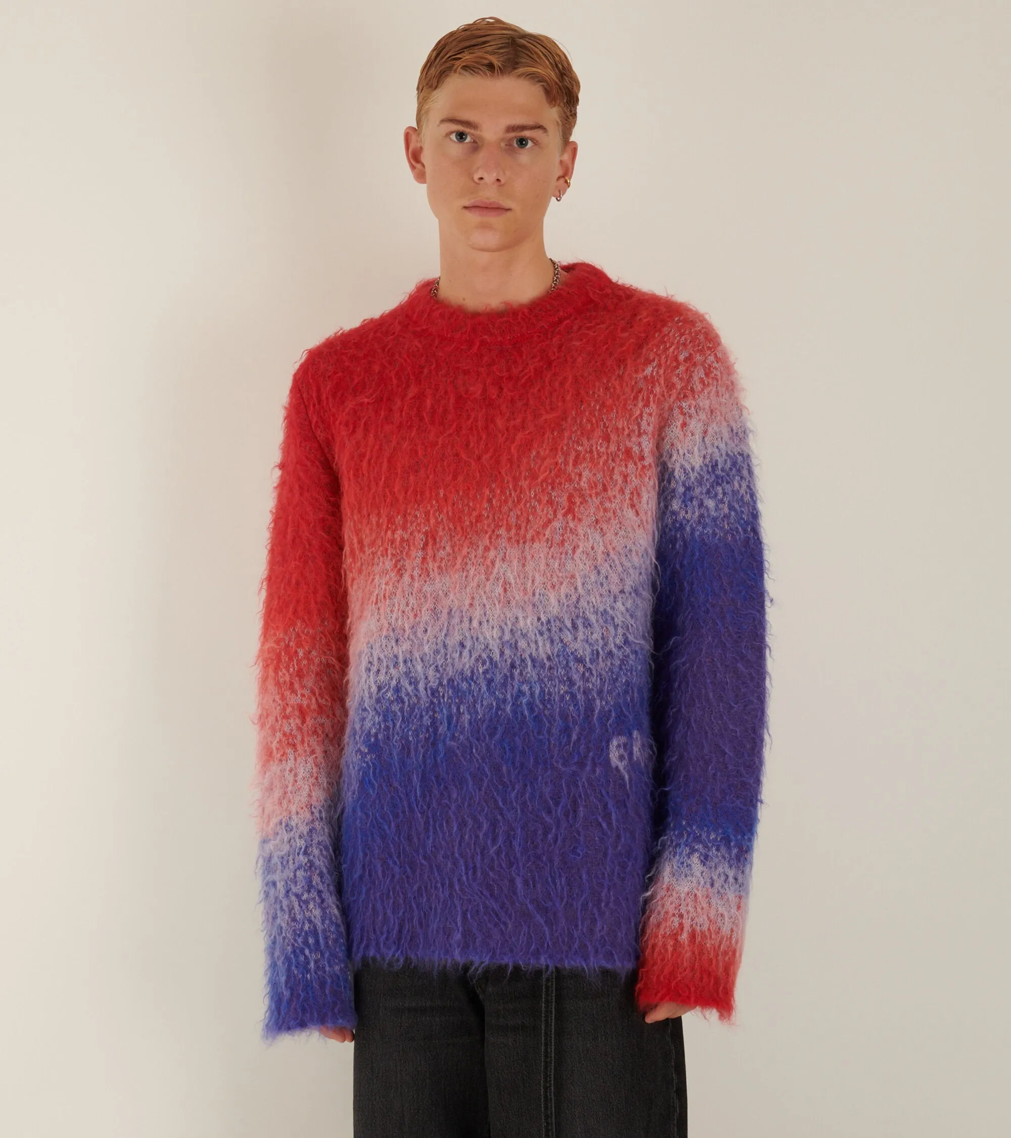Relaxed Mohair Knit Red/White/Blue