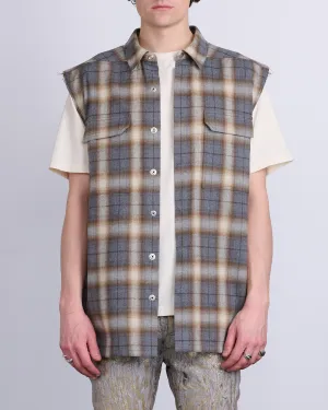 Rick Owens Jumbo SL Outershirt Cotton Plaid Grey