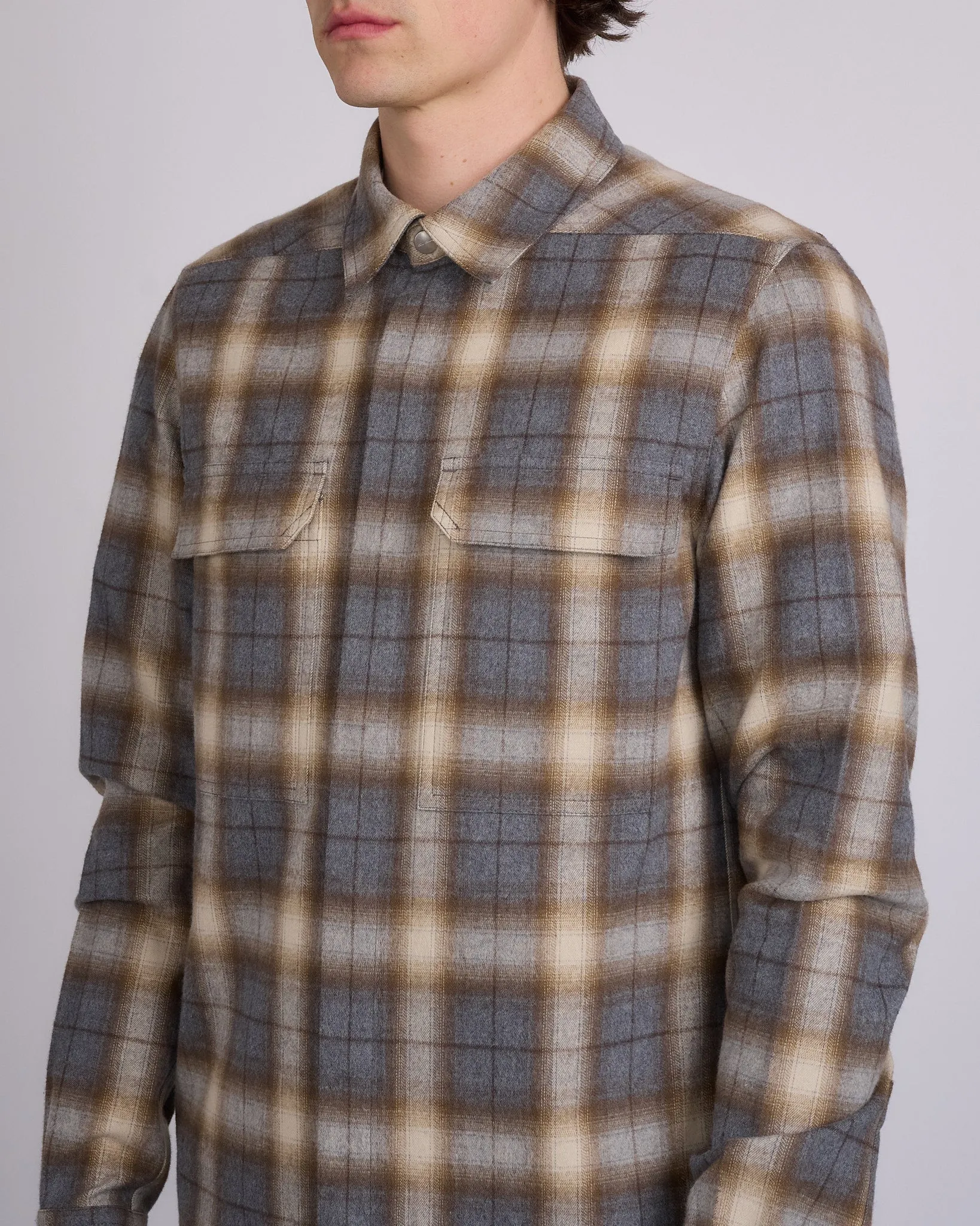 Rick Owens Outershirt Cotton Plaid Grey