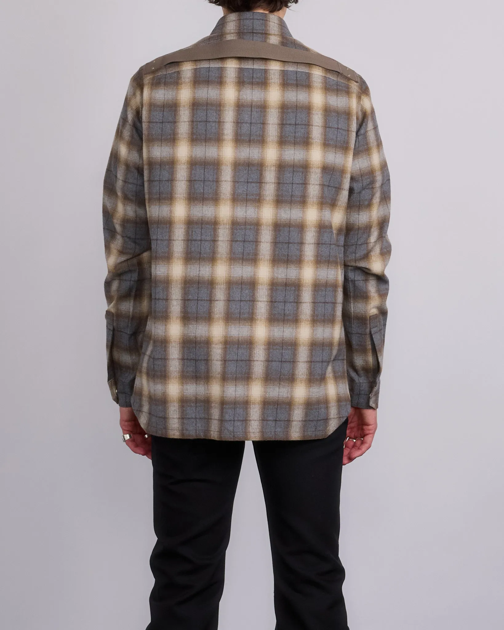 Rick Owens Outershirt Cotton Plaid Grey