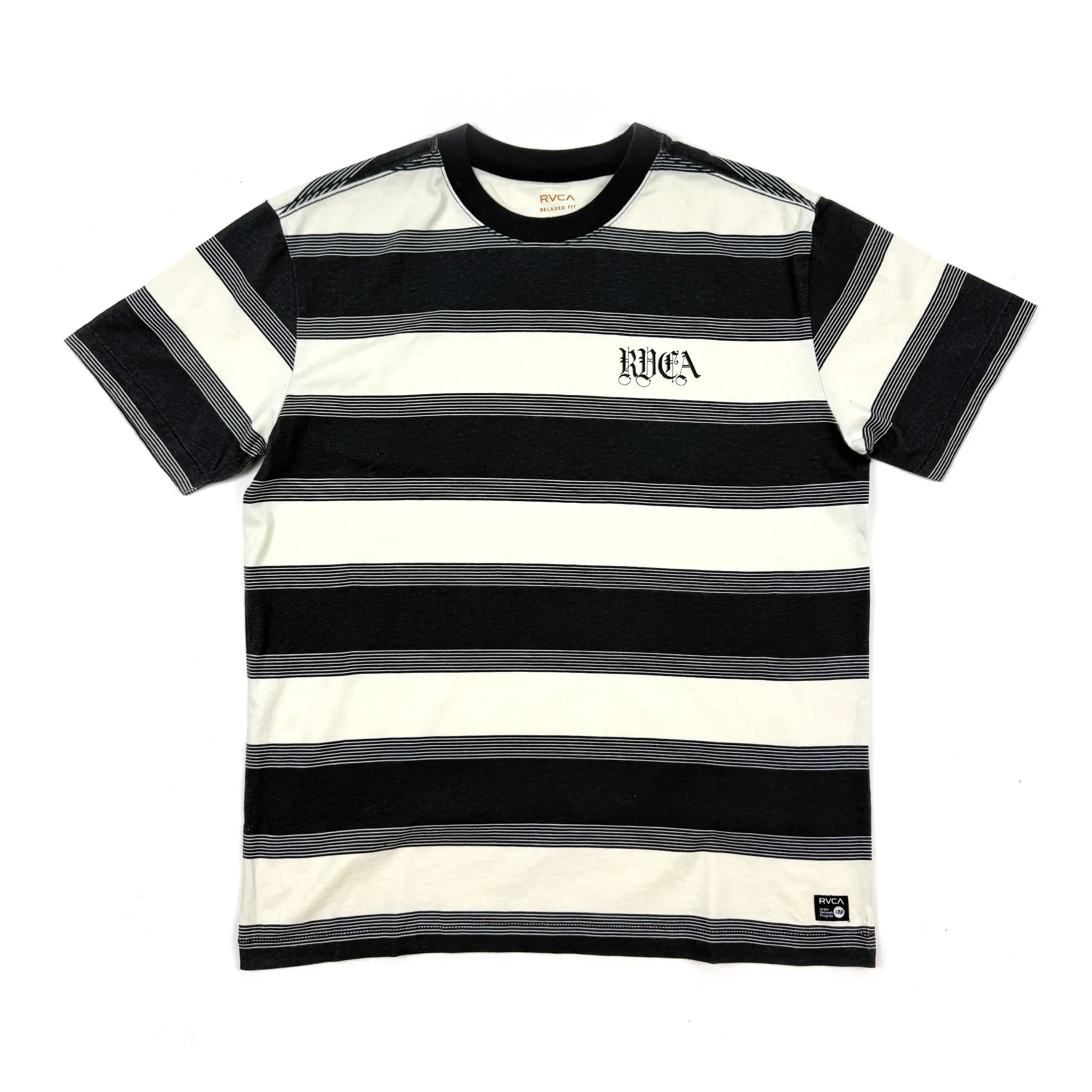 RVCA Benj Stripe Tee Washed Black Sale