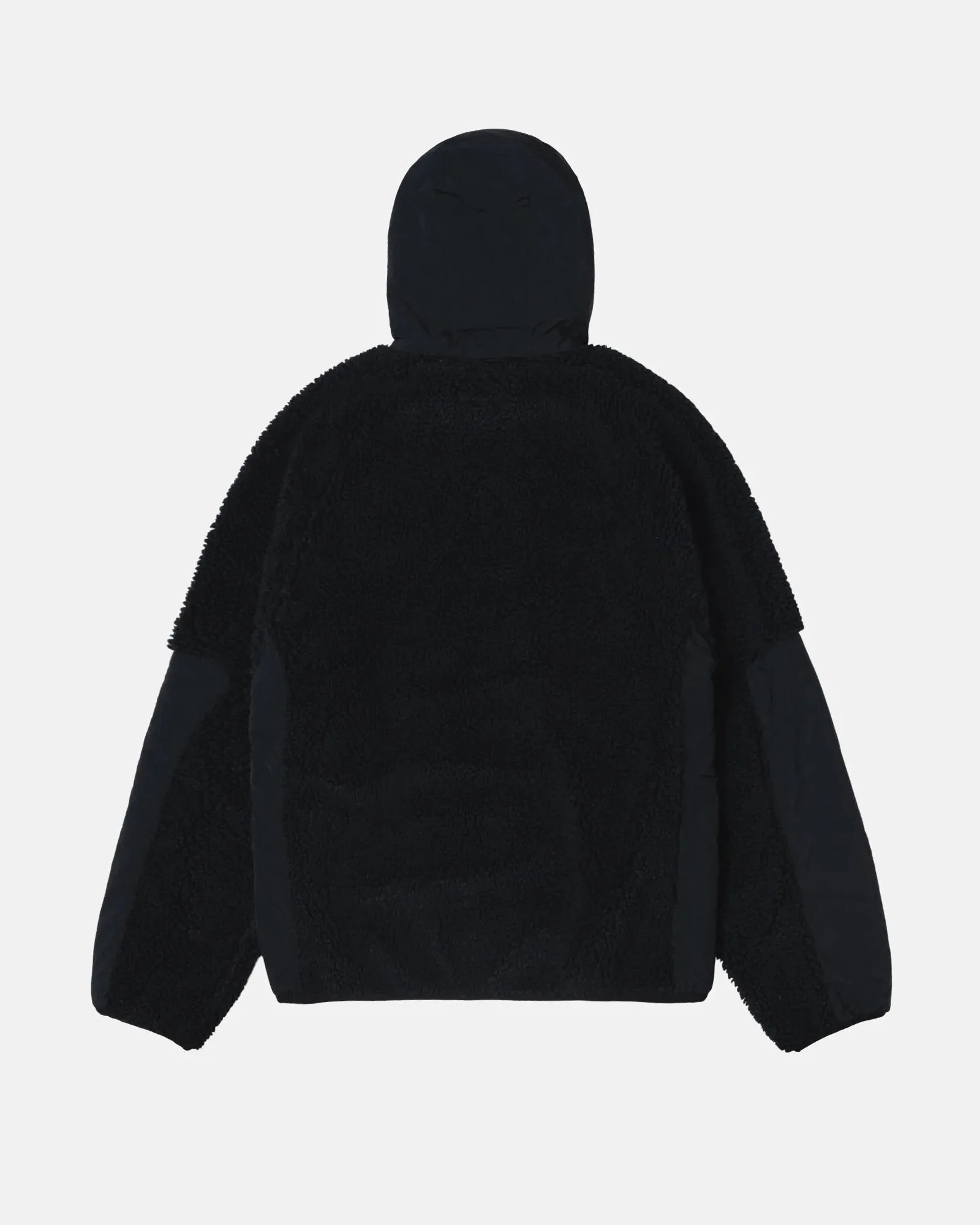 Sherpa Paneled Hooded Jacket - Black