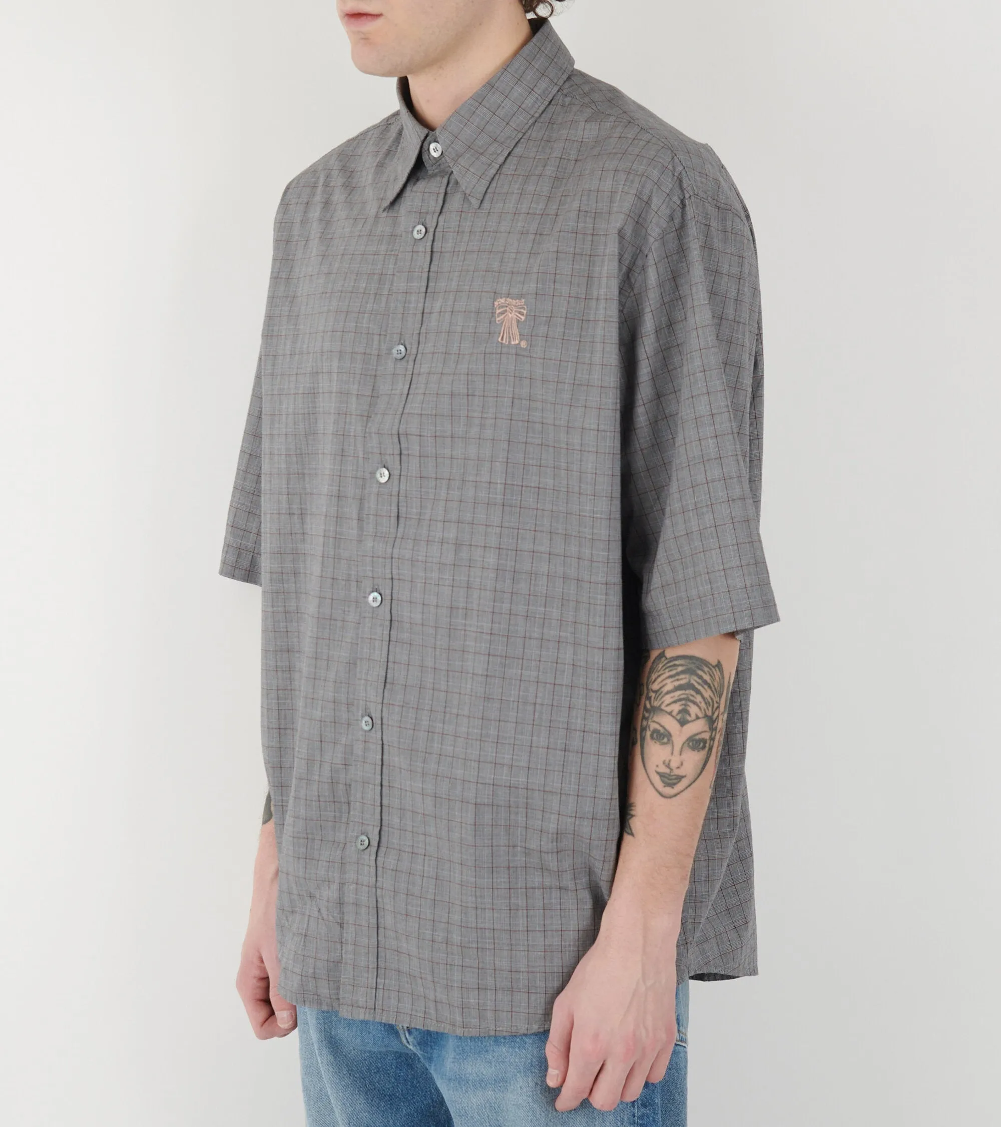 S/S Button Up Shirt Grey
