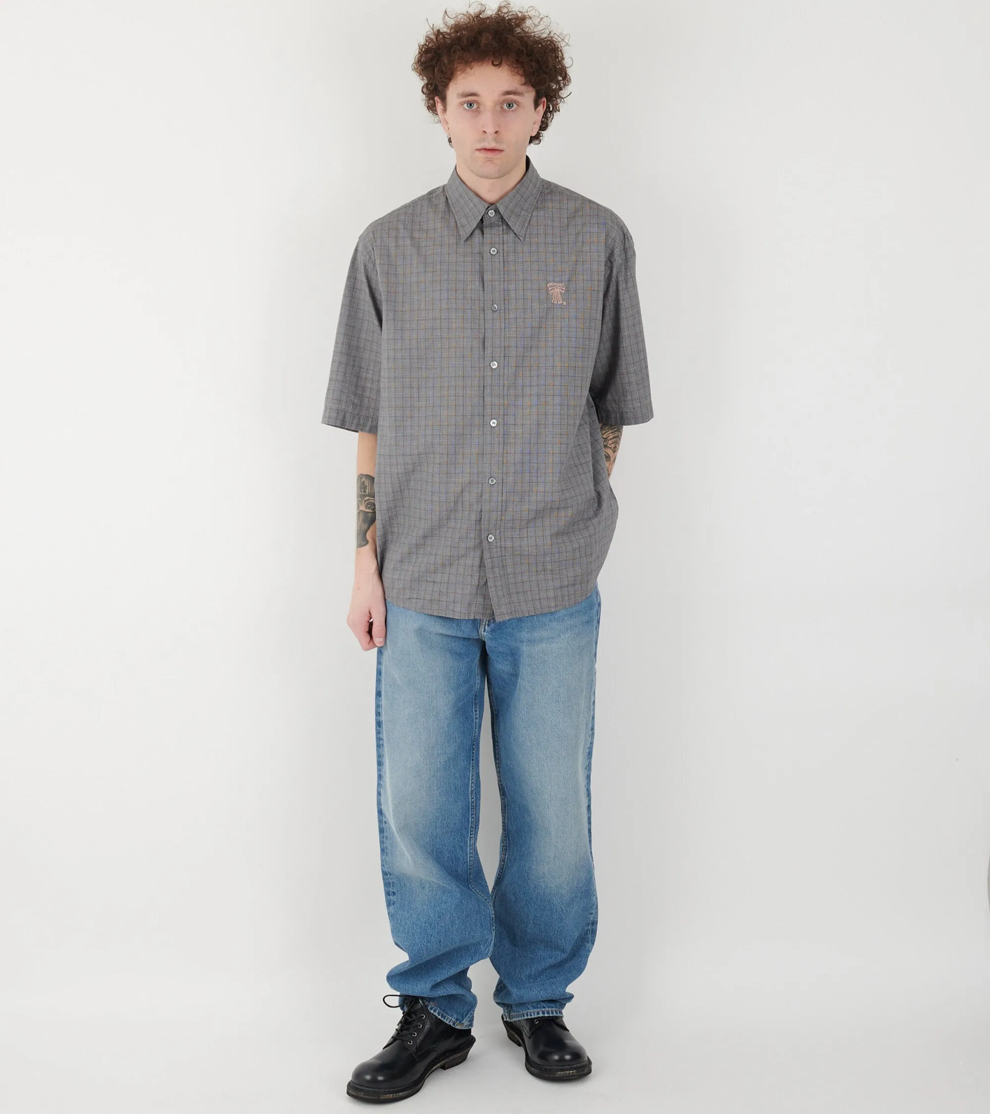 S/S Button Up Shirt Grey
