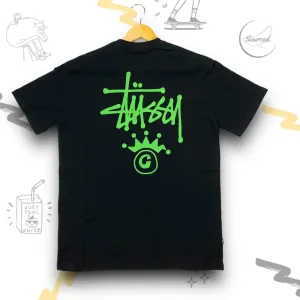 Stssy Black Green Crown Graphic T-shirt