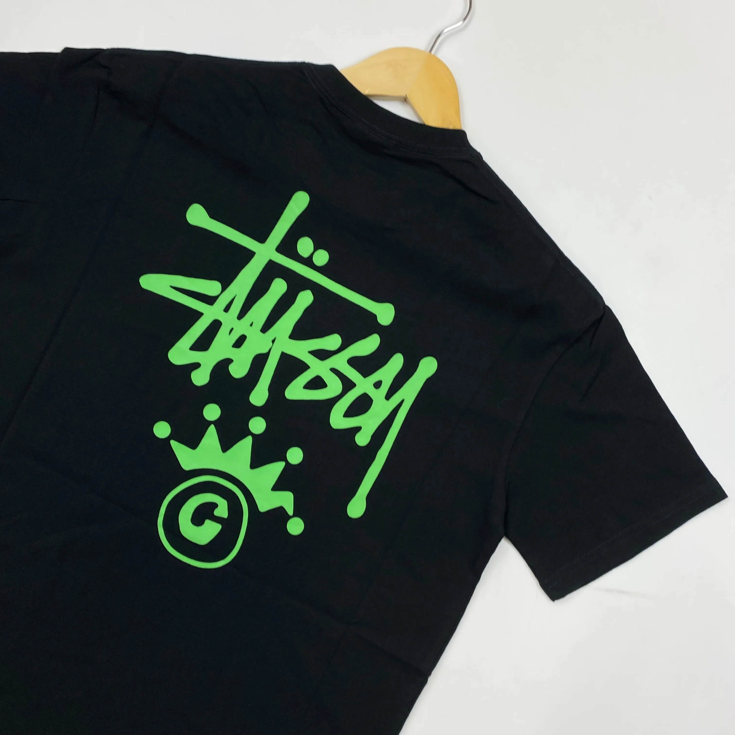 Stssy Black Green Crown Graphic T-shirt