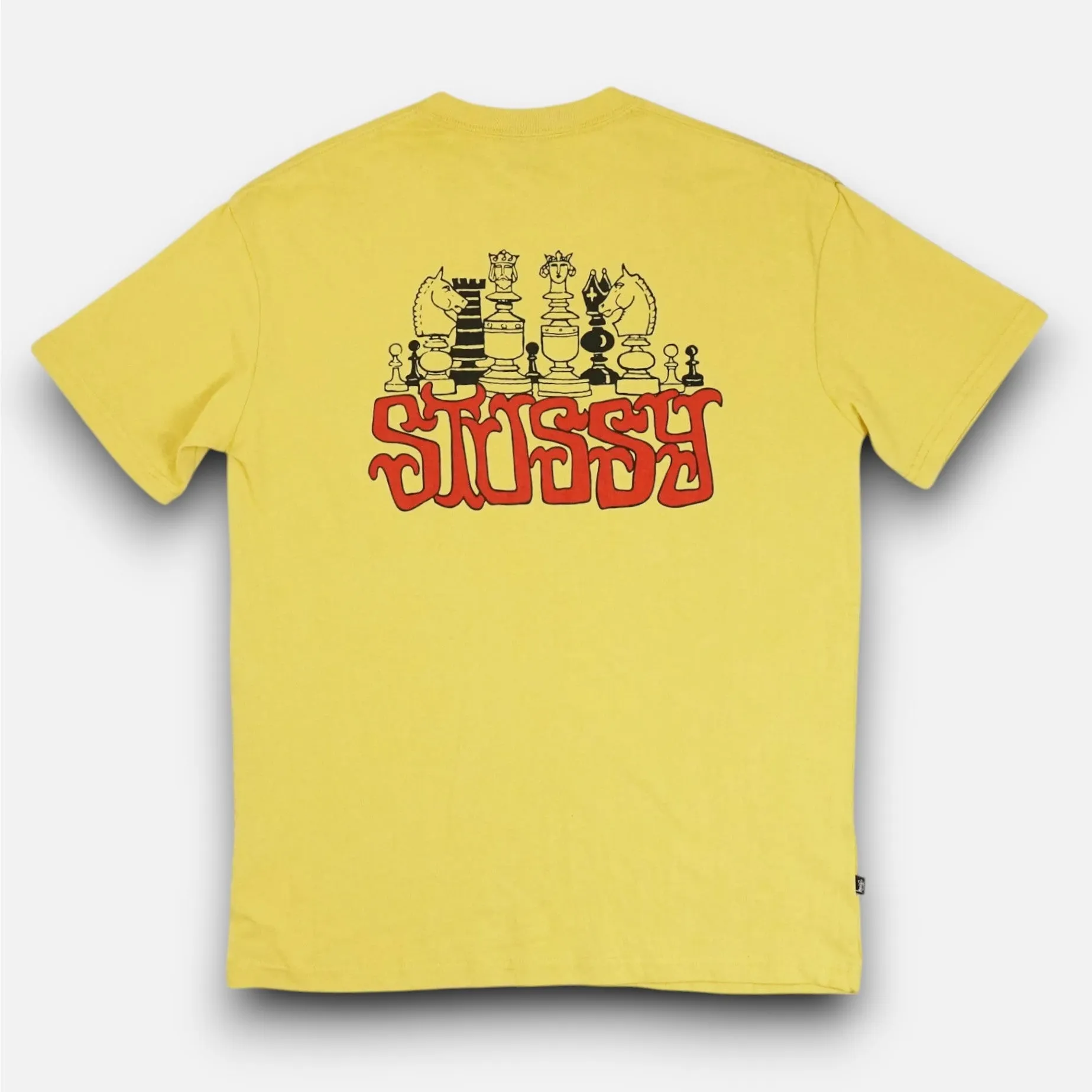 Stssy Yellow Chess graphic T-shirt