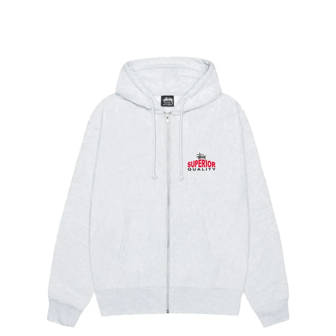 SUPERIOR QUALITY ZIP HOOD ASH HEATHER