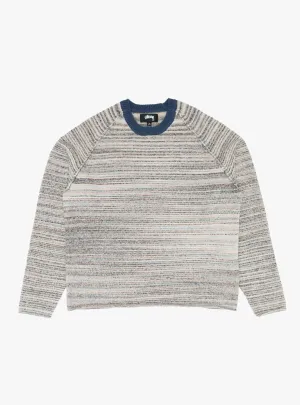 Textured Contrast Collar Crew Grey Multi