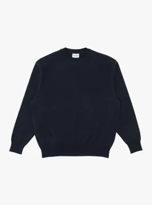 Wave Cotton Knit Pullover Navy