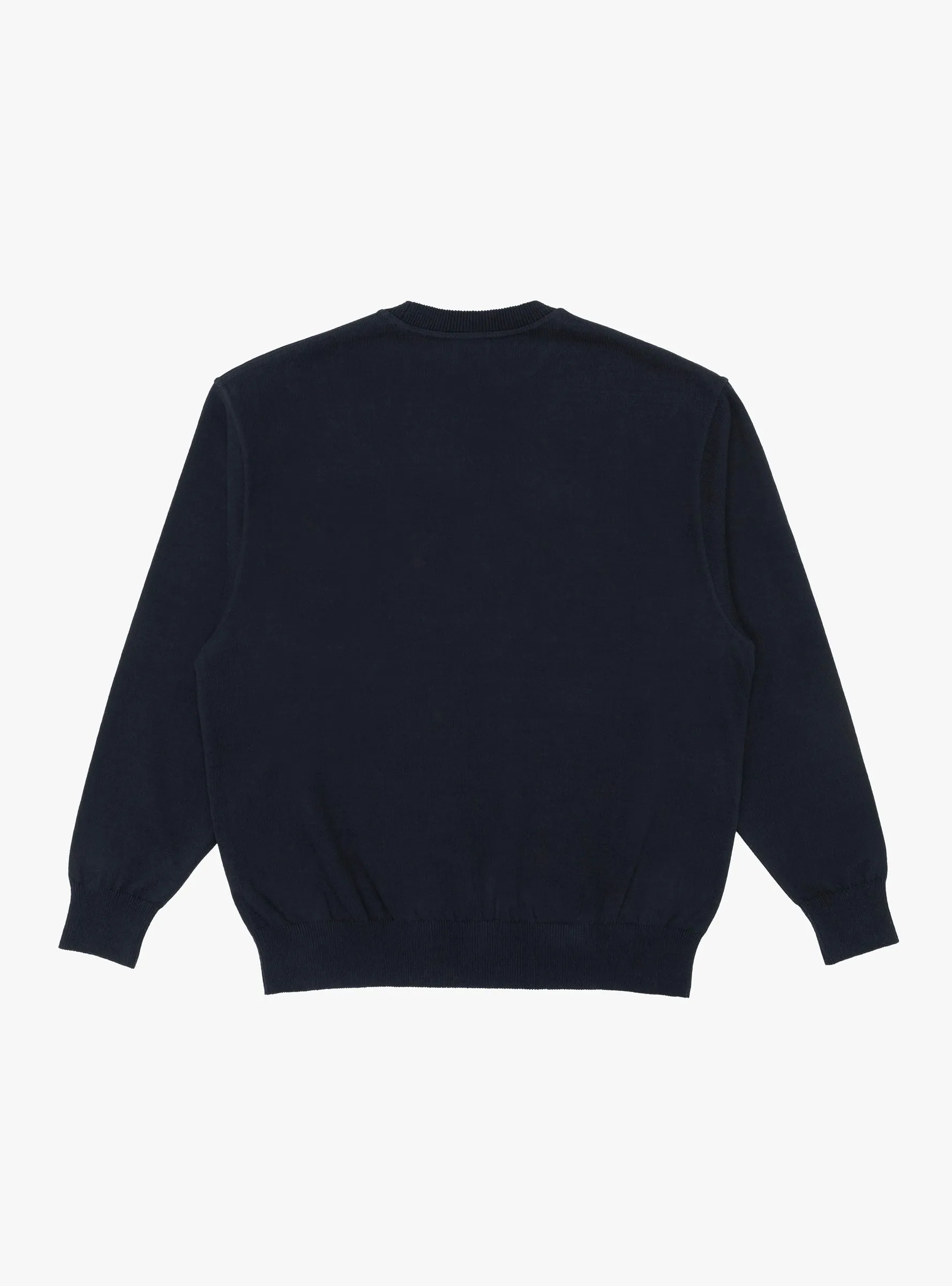 Wave Cotton Knit Pullover Navy