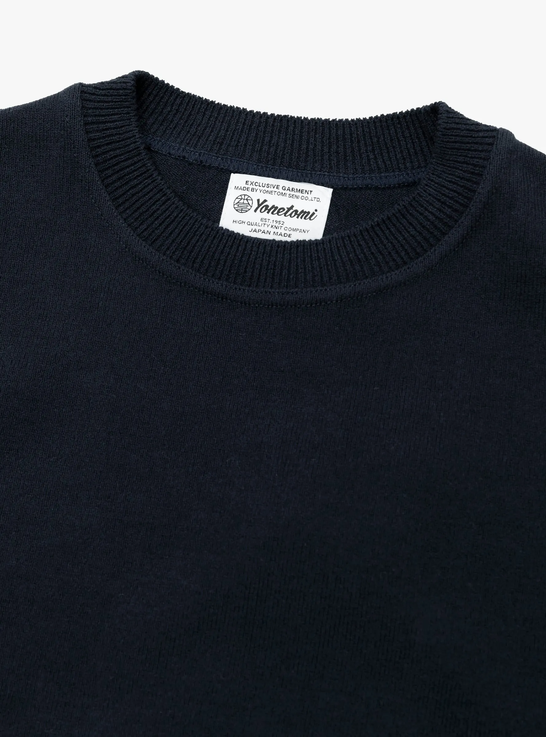 Wave Cotton Knit Pullover Navy