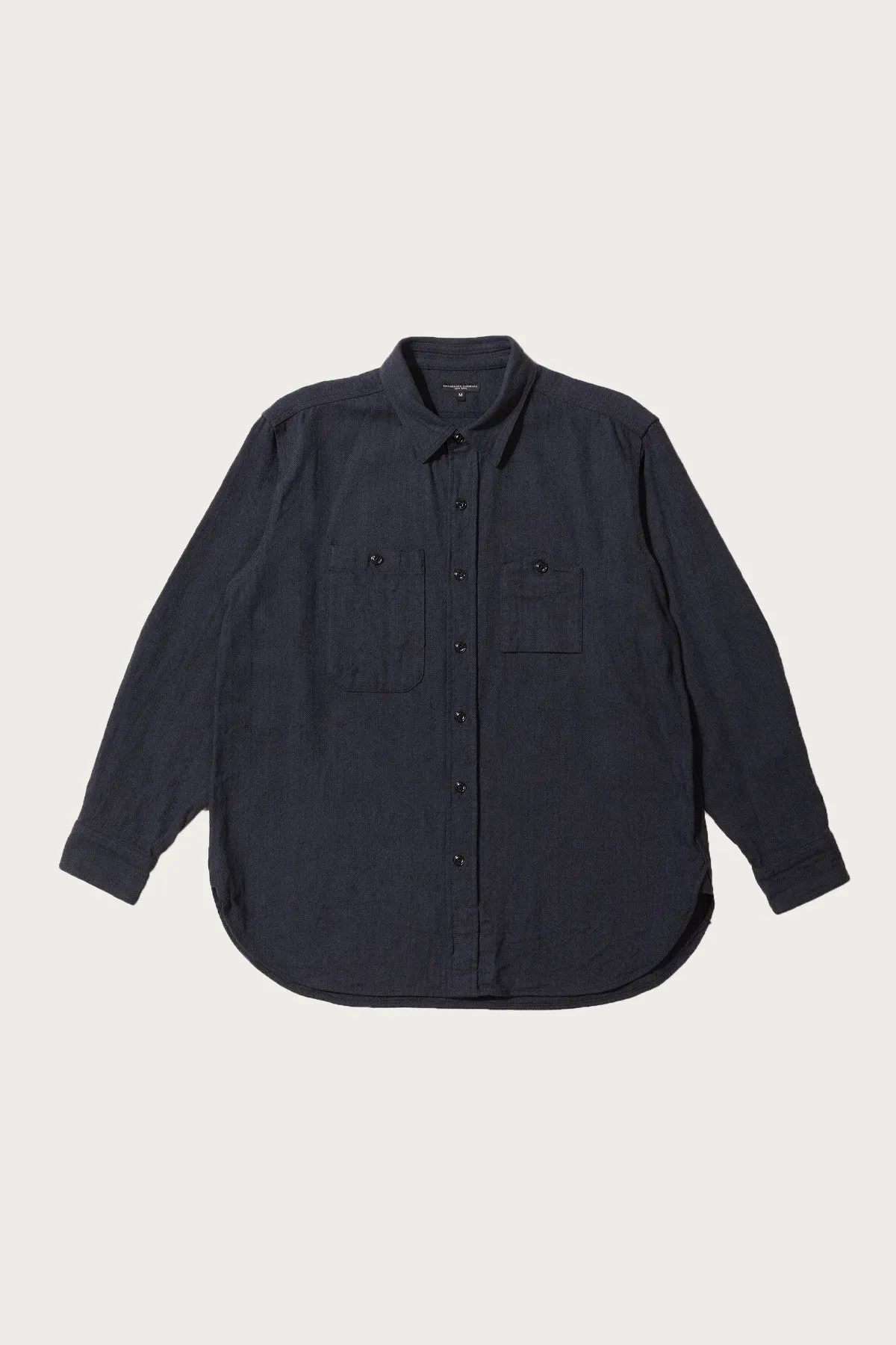 Work Shirt - Navy Cotton Herringbone Flannel