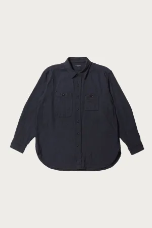 Work Shirt - Navy Cotton Herringbone Flannel