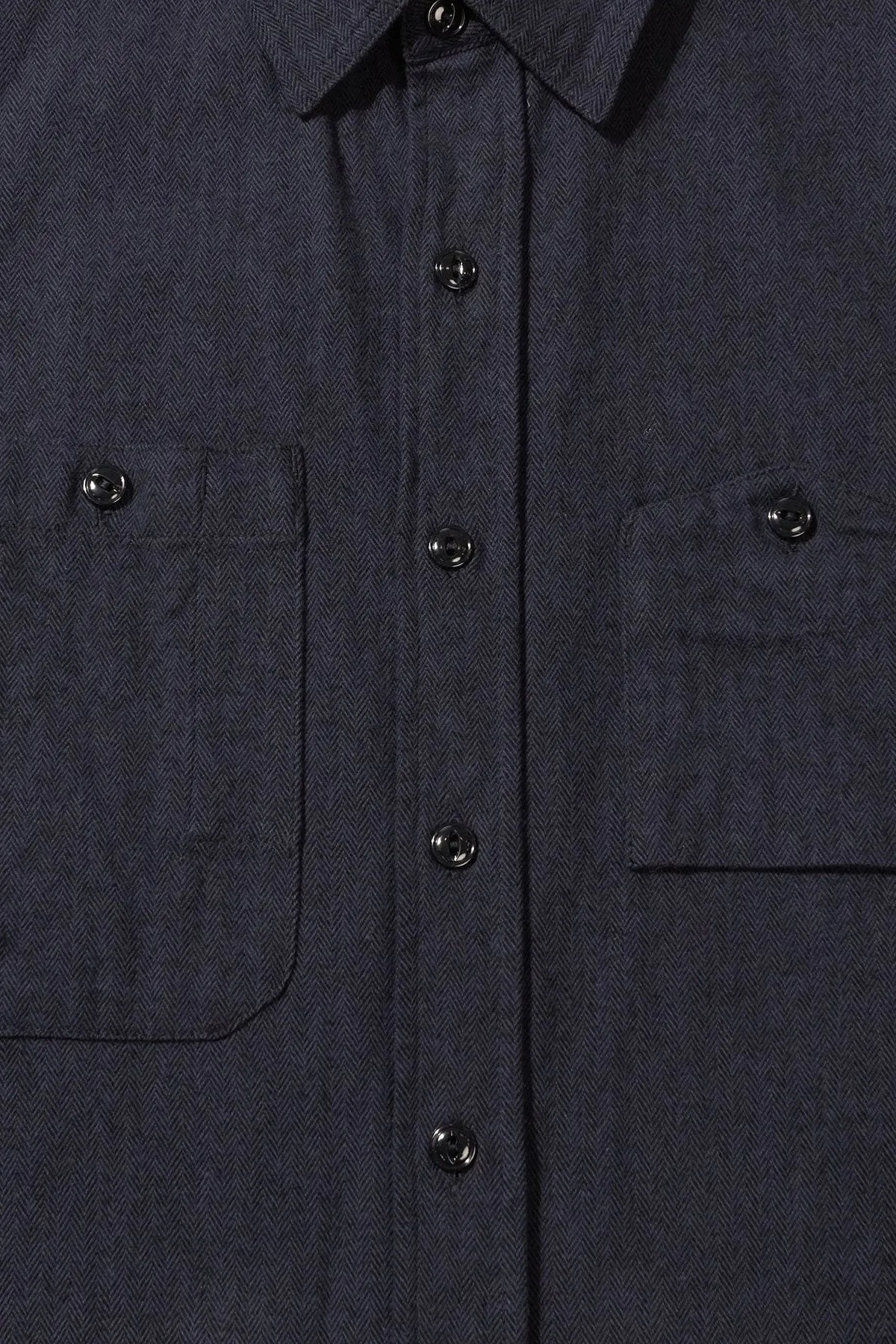 Work Shirt - Navy Cotton Herringbone Flannel
