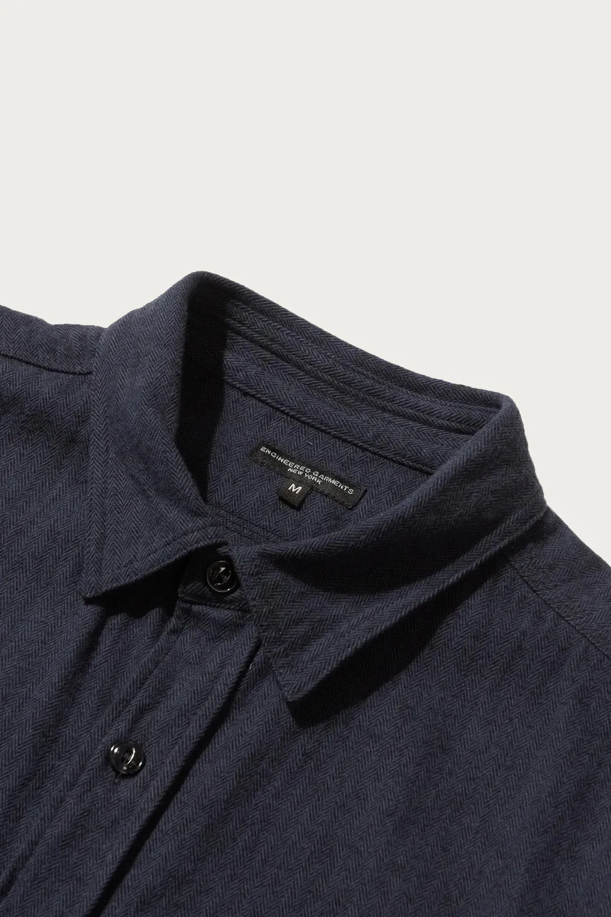 Work Shirt - Navy Cotton Herringbone Flannel
