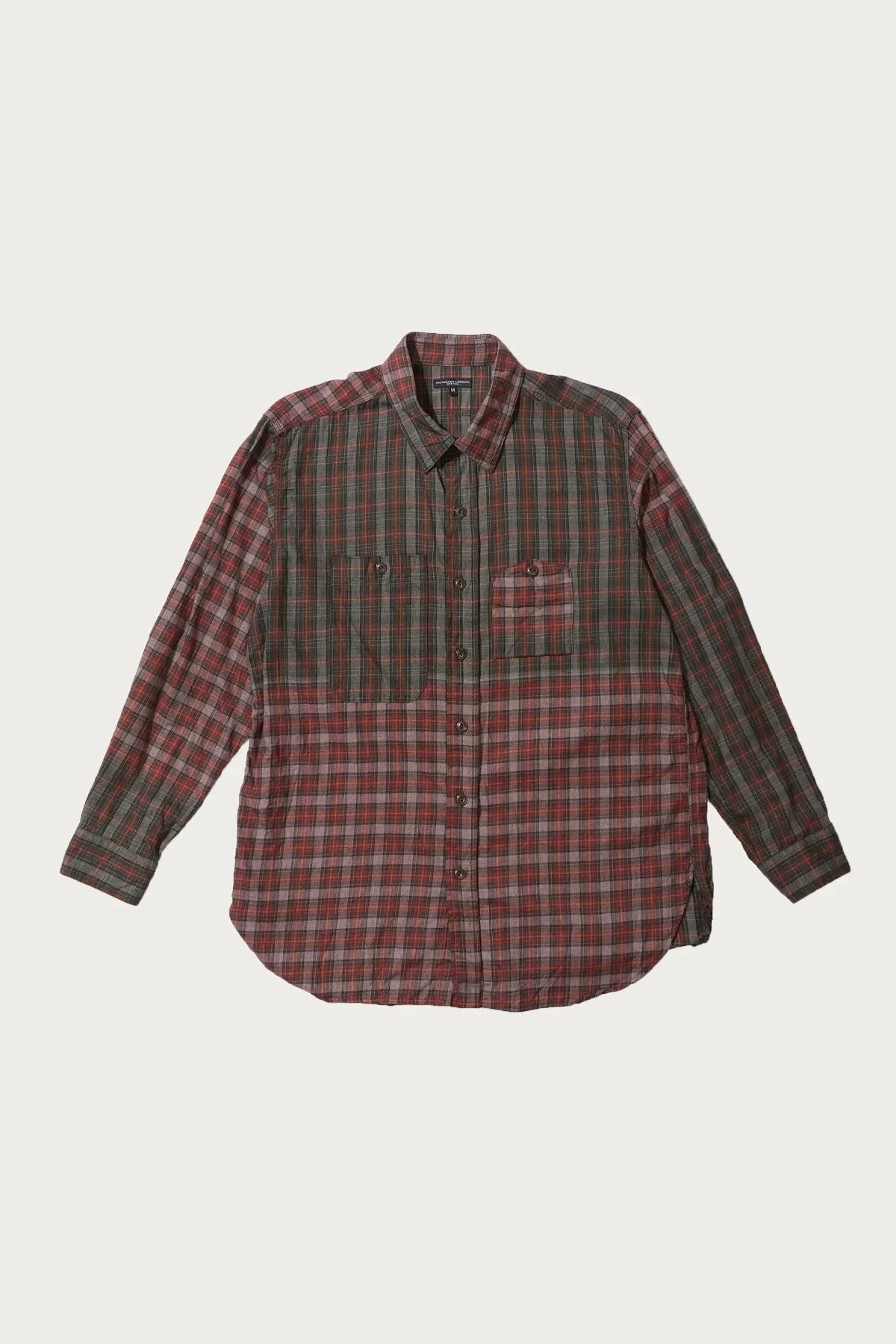 Work Shirt - Olive/Red Cotton Smoky Plaid