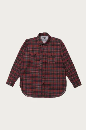 Work Shirt - Red Tartan Check Printed Corduroy