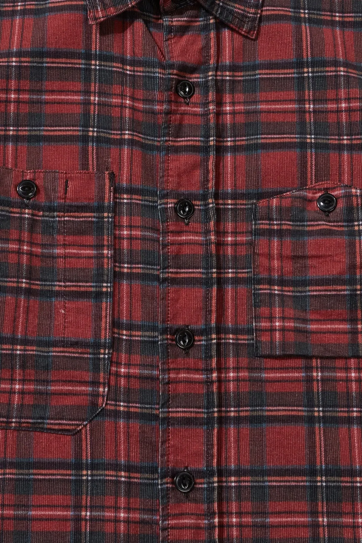 Work Shirt - Red Tartan Check Printed Corduroy