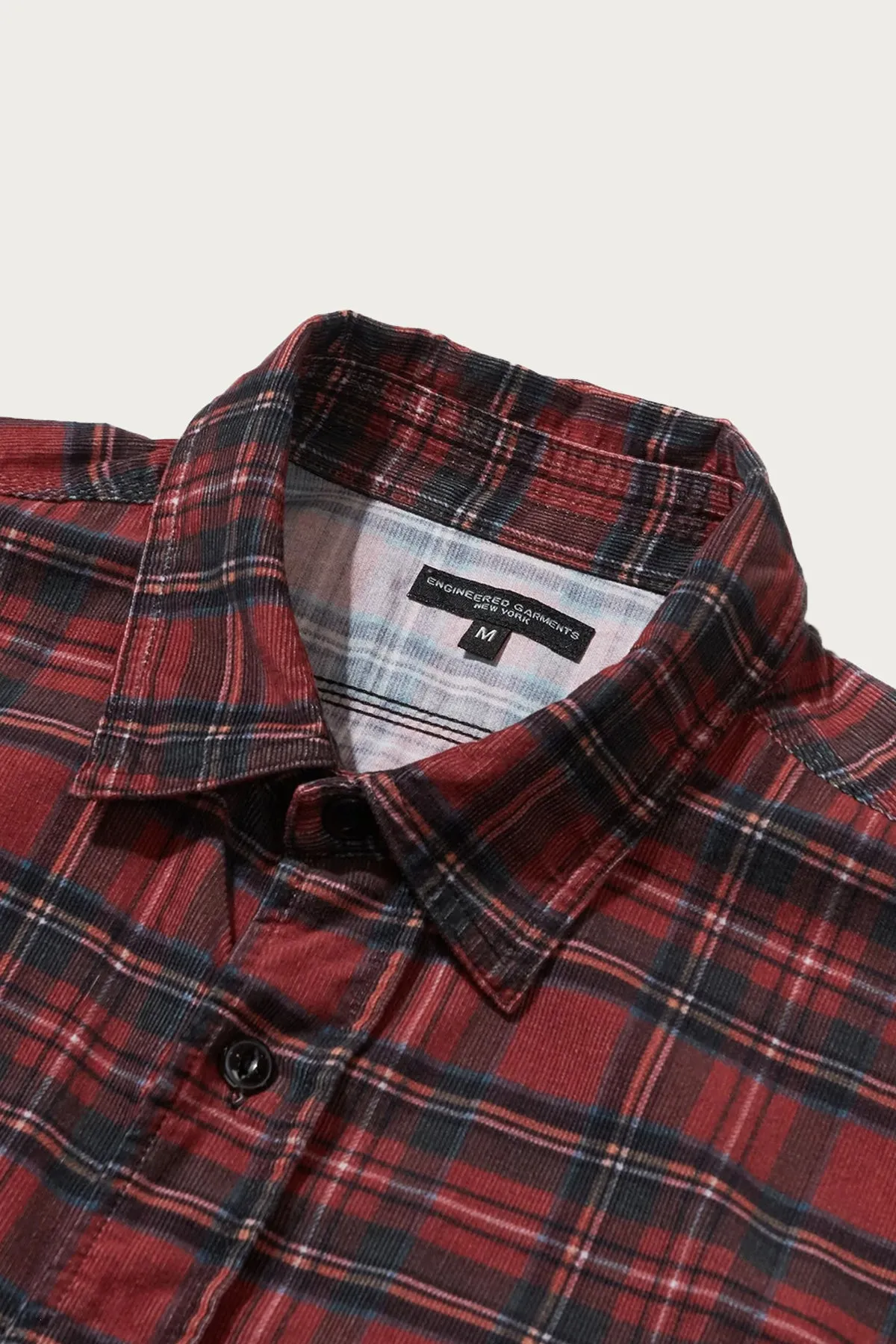 Work Shirt - Red Tartan Check Printed Corduroy